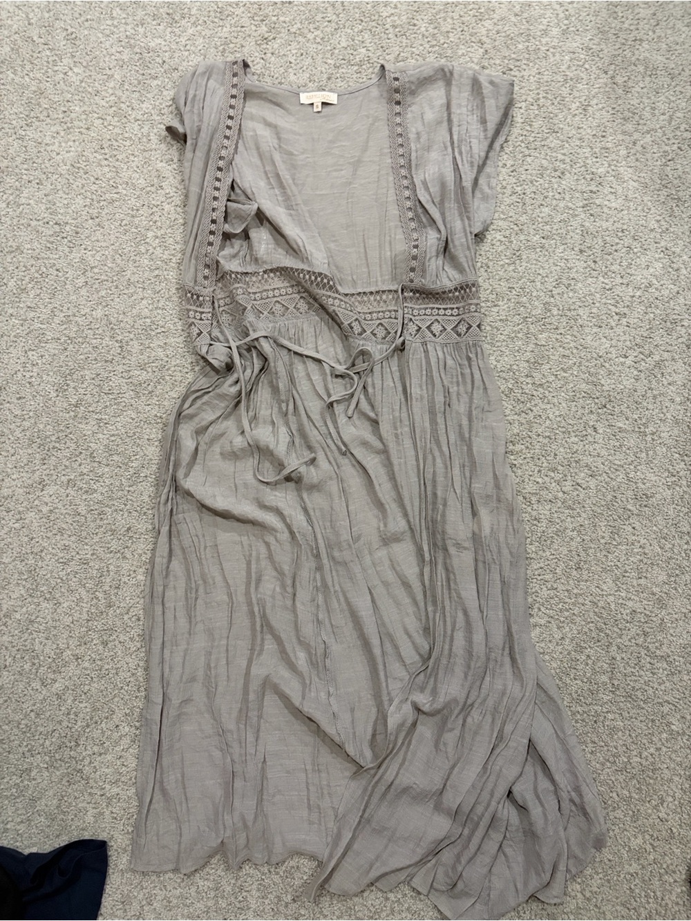 Light Gray Boho Tie-Waist Duster